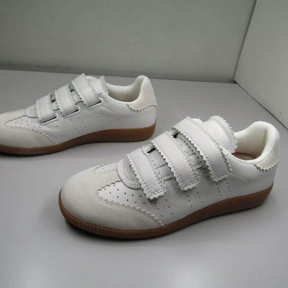 NEW SILENT D Womens Seena Sneakers Hook & Loop Low-Top Suede Toe White - Picture 3 of 9